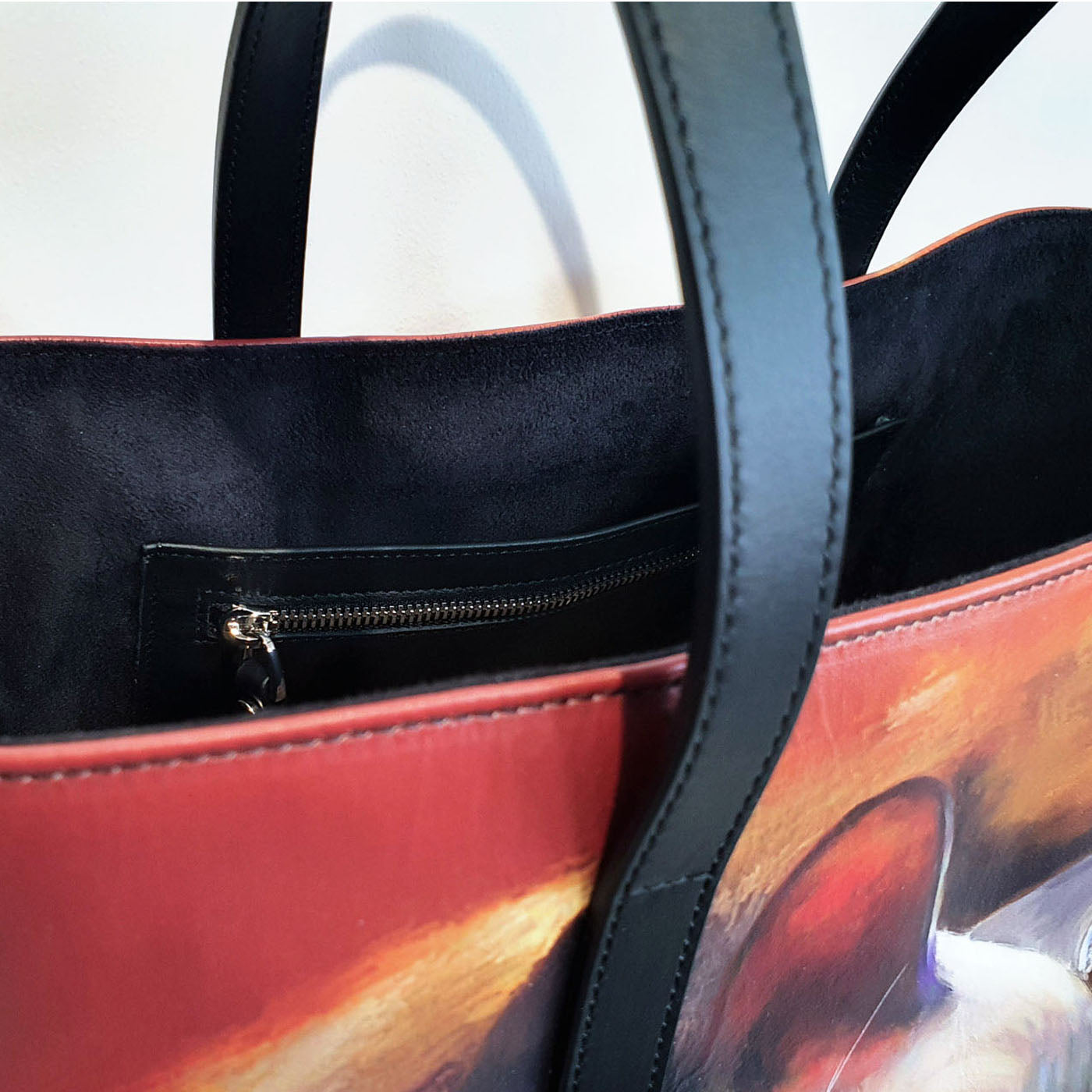 Sleeping Siamese Leather Tote Bag