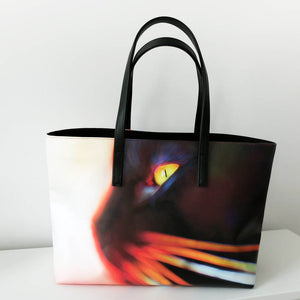 Whisker Face Leather Tote Bag