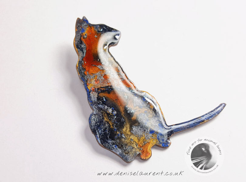 Multi Coloured Cat Brooch