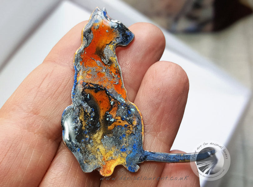 Multi Coloured Cat Brooch