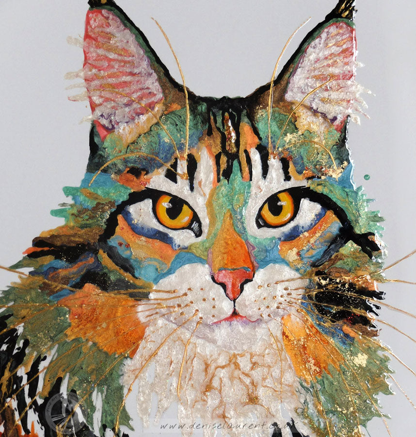 Tabby Queen - 16x12" Resin Cat Painting Framed
