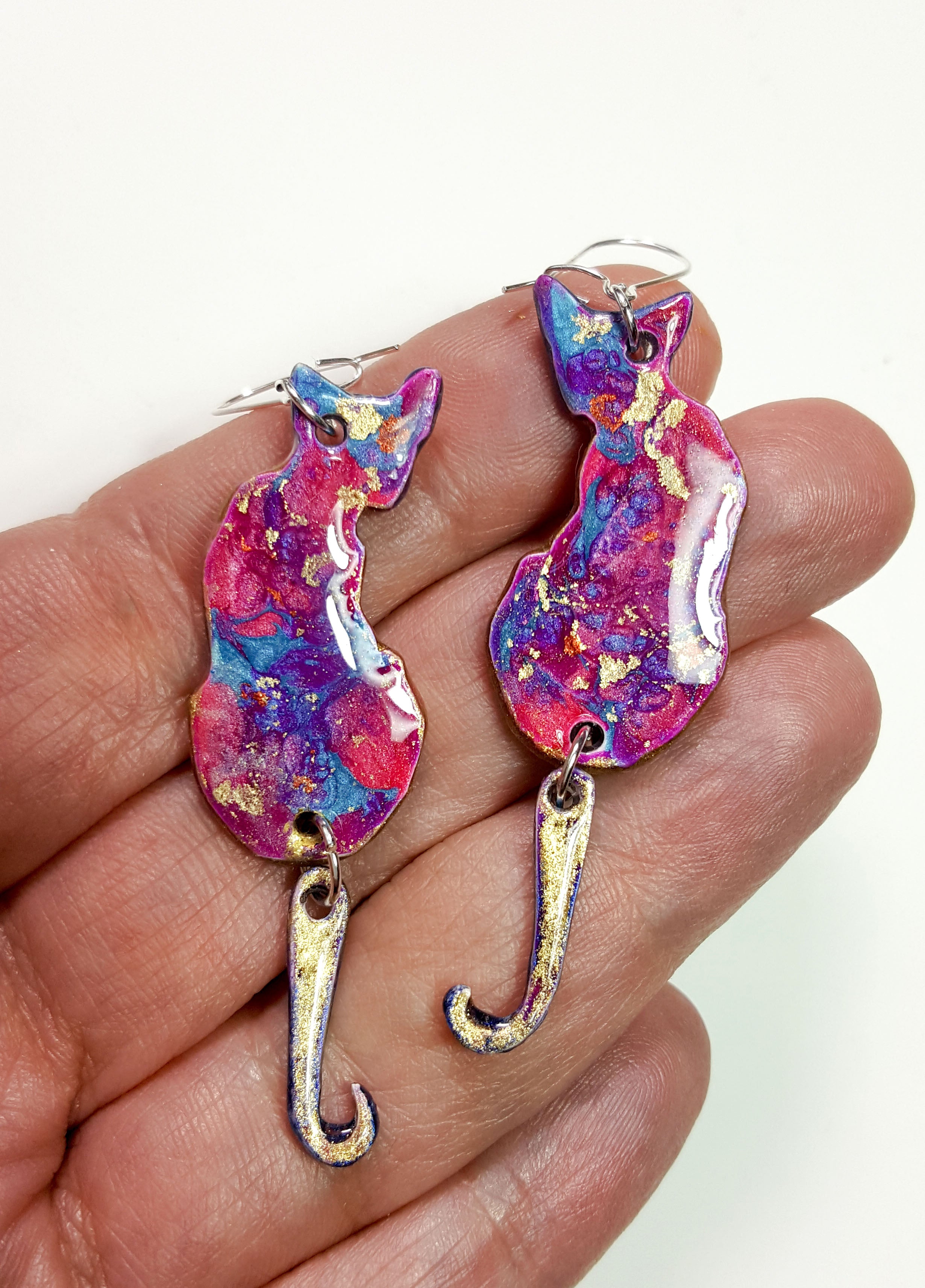 Commission Reversible Siamese Cat Earrings