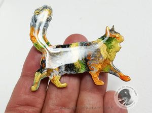 Walking Black Maine Coon Cat Brooch