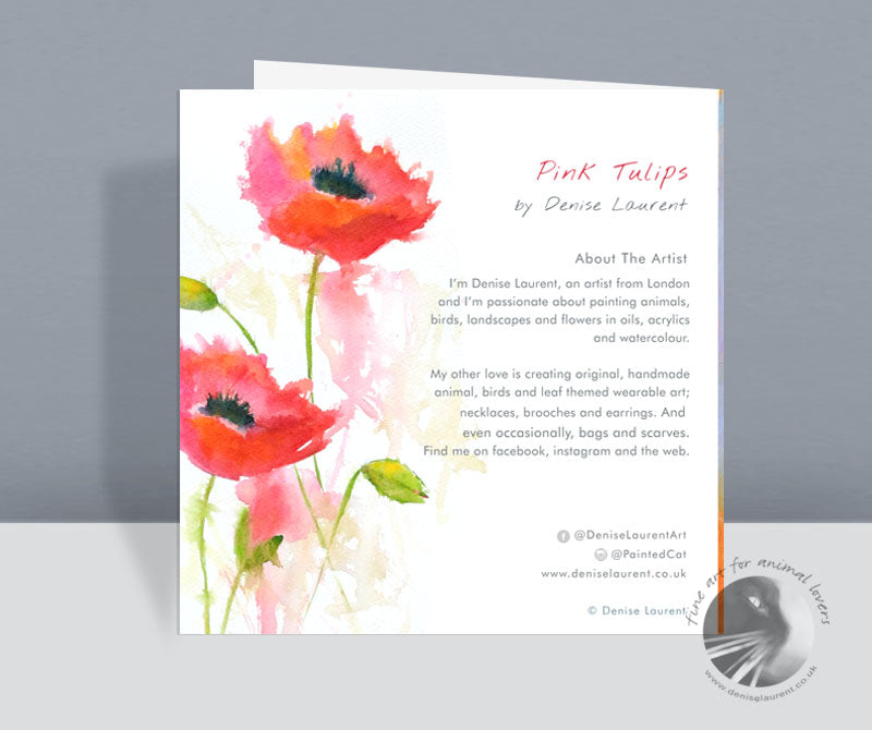 Pink Tulips - Greetings Card