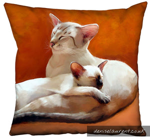 Father and Daughter Siamese Cat Cushion