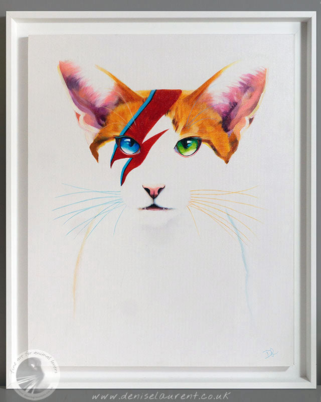 David Meowie - 20"x16" Painting Framed