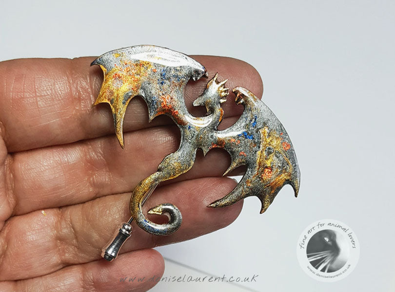 Dragon Stick Pin - Silver Gold