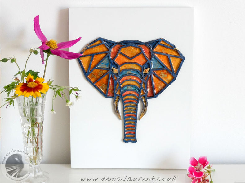 Elephant Head - Resin Painting