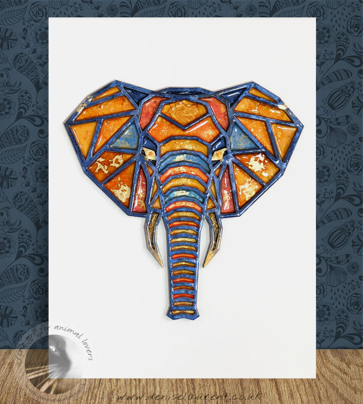 Elephant Head - Resin Painting