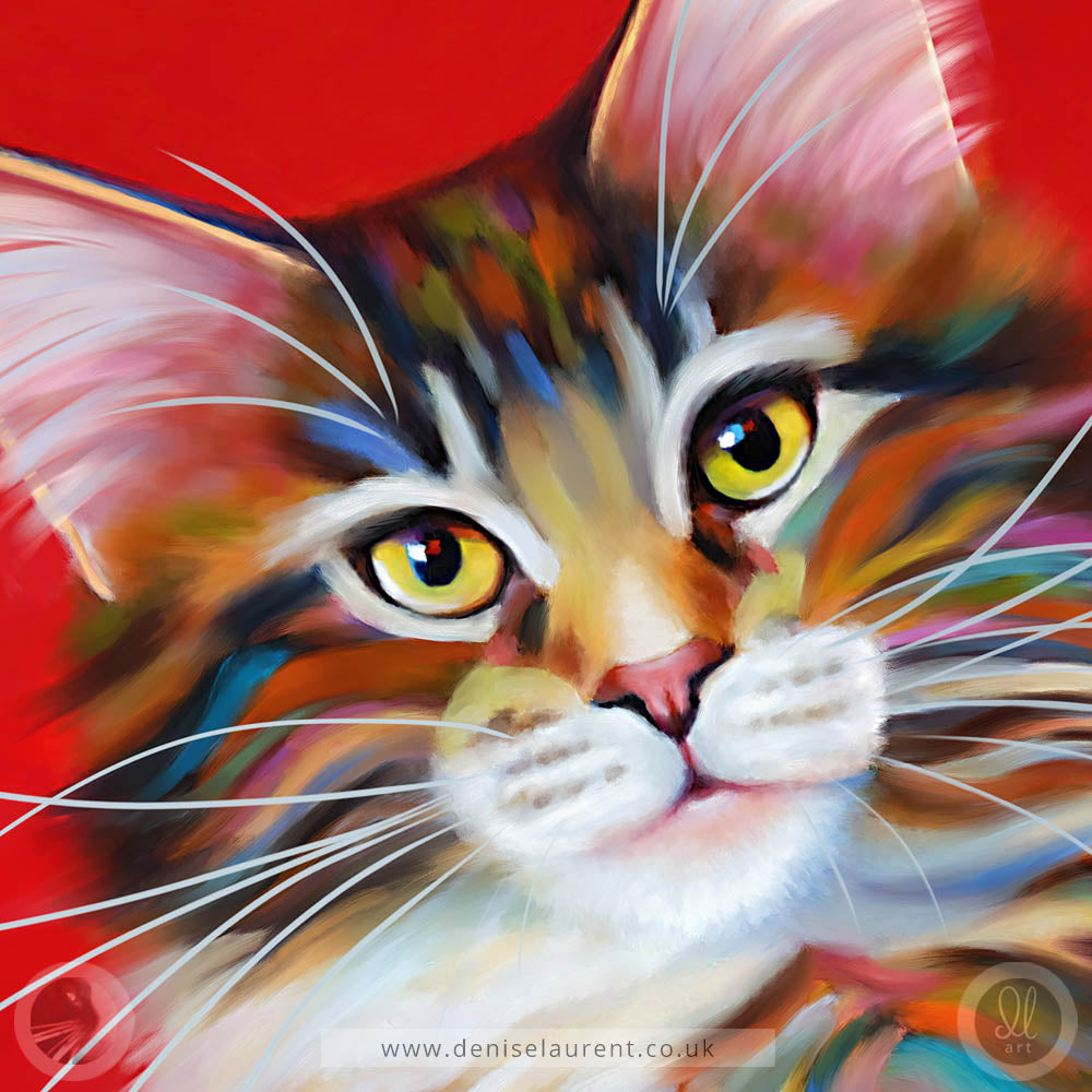 Firecracker - Tabby Maine Coon Cat Art Print