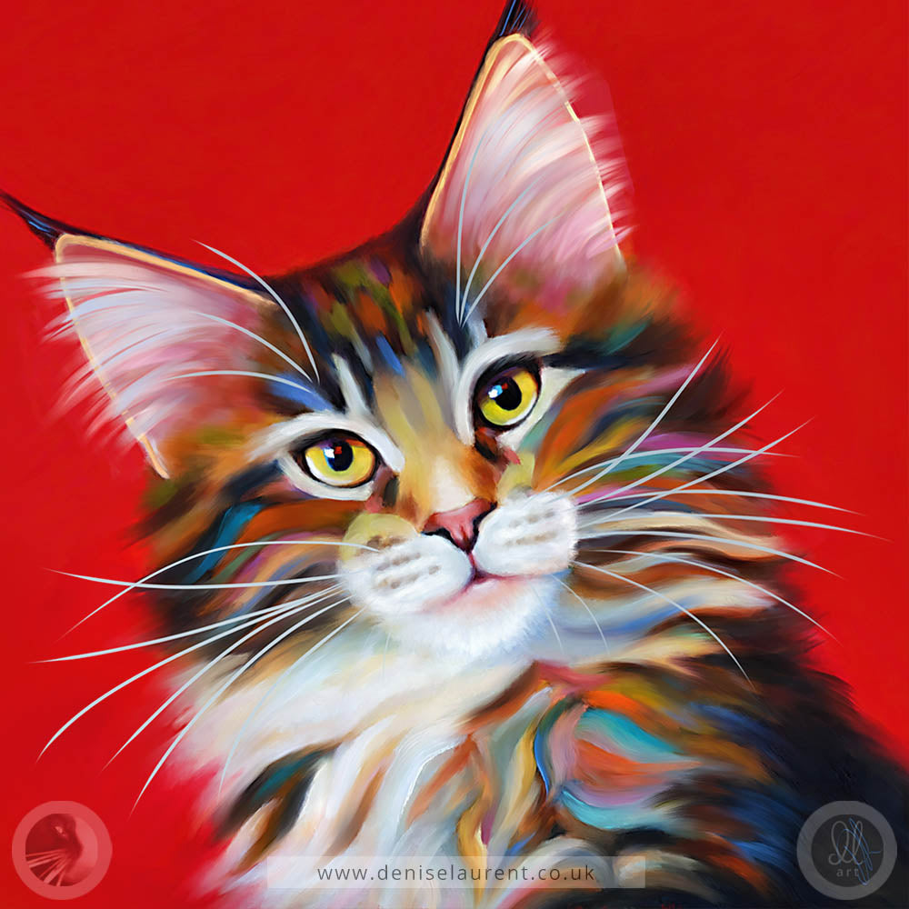 Firecracker - Tabby Maine Coon Cat Art Print