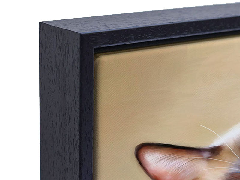 Detail of the wood frame on this framed canvas.