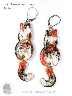 Commission Reversible Cat Earrings With Swinging Tails