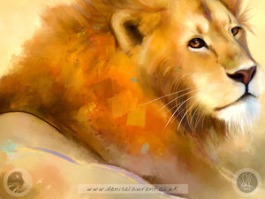 Lion In The Grass - Big Cat Art Print