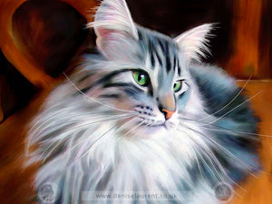 Lunchtime - Maine Coon Cat Art Print