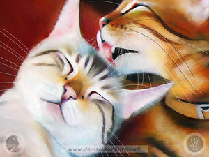 Mutual Grooming - Bengal Cat Art Print