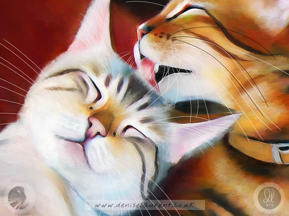 Mutual Grooming - Bengal Cat Art Print