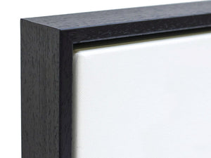Peek A Boo! - Framed Canvas Print showing a close up detail of the wood frame.