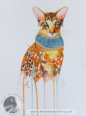 Pharaoh Cat - Oriental Cat Watercolour Painting