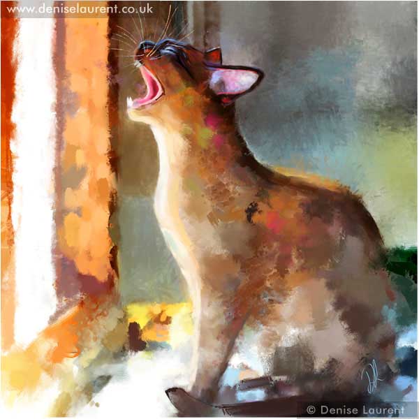 yelling colourful brown burmese cat art print