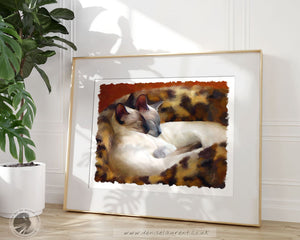 Sleeping Siamese - Siamese Cat Art Print