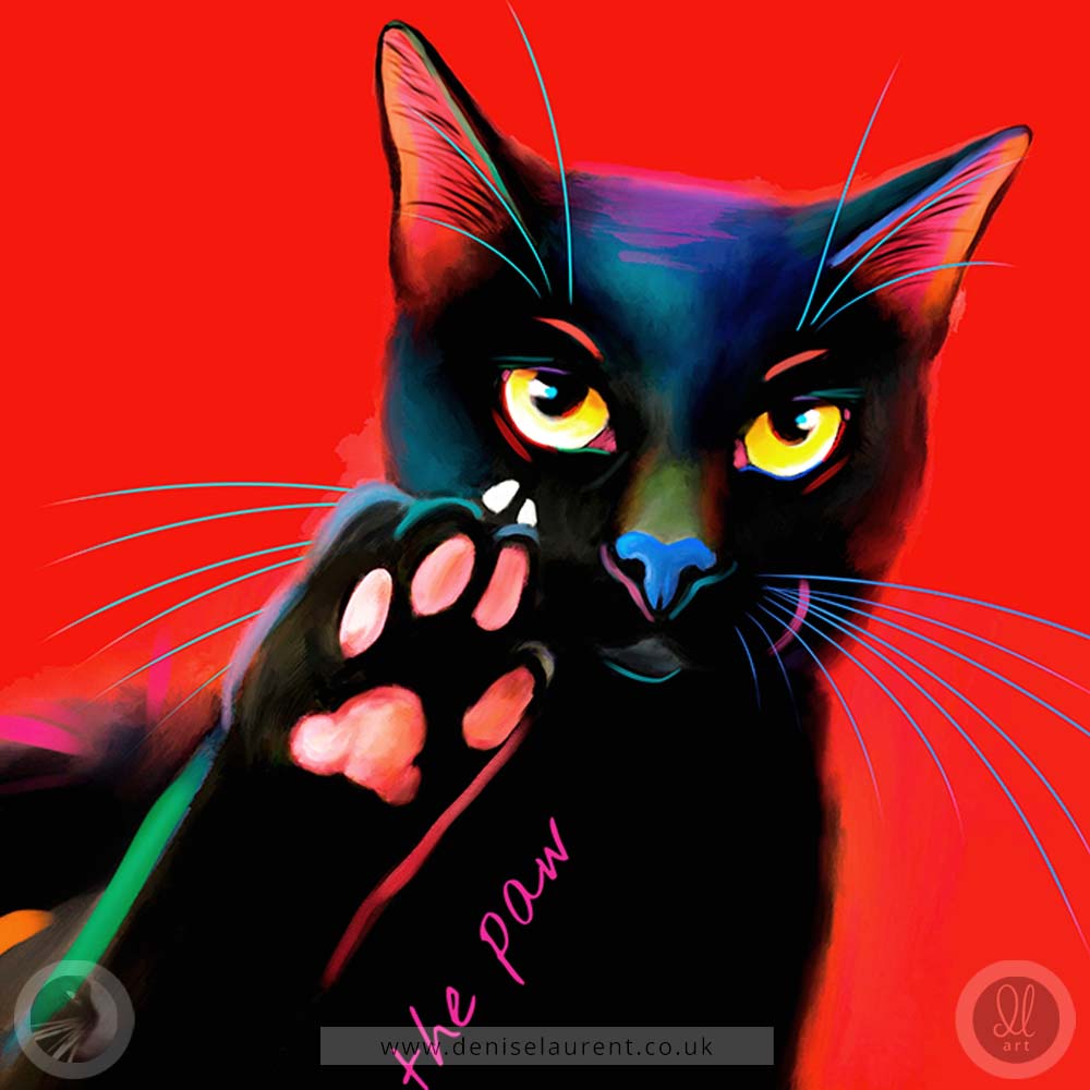 Talk To The Paw - Black Cat Art Print