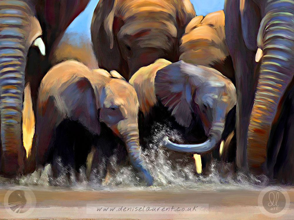 Water Hole - Elephant Fine Art Print