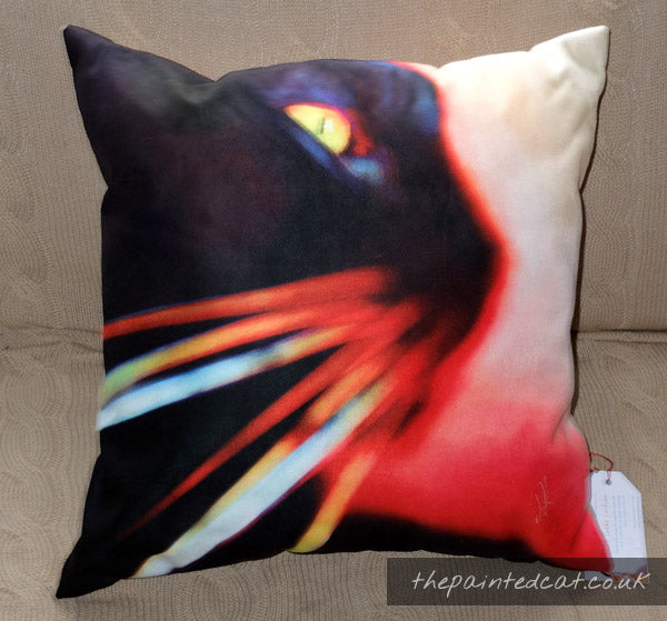 Whisker Face Black Cat Cushion