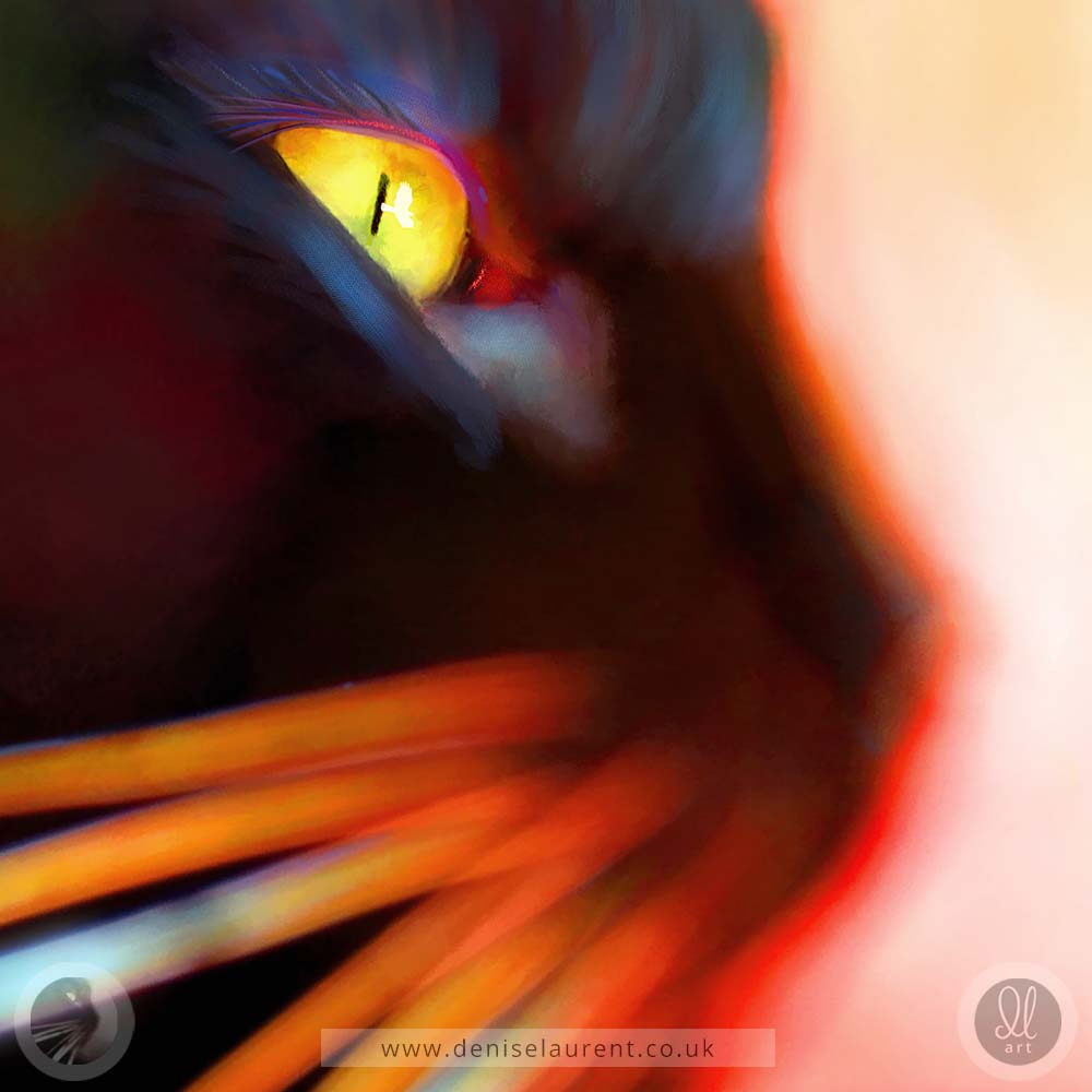 Whisker Face - Abstract Black Cat Art Print