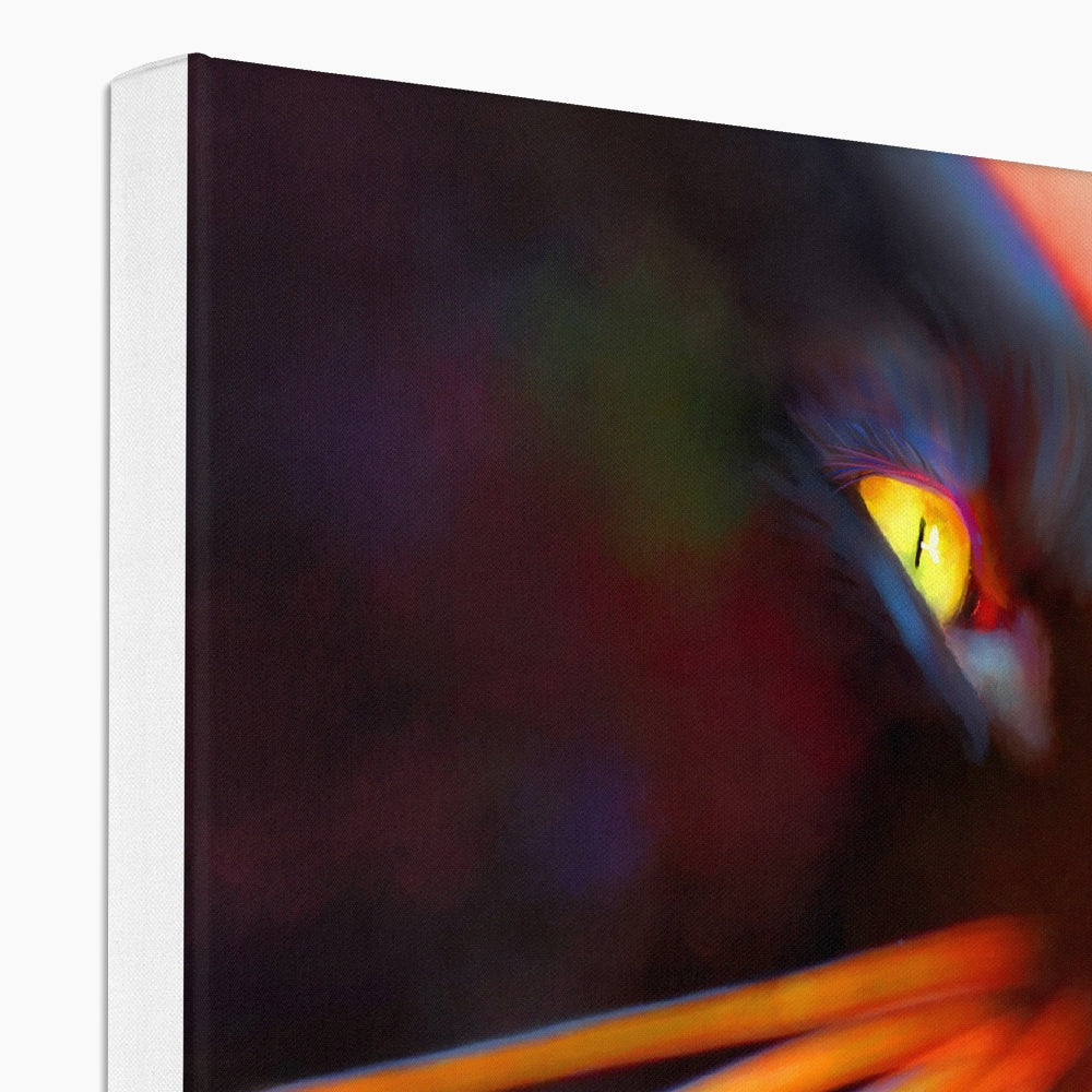 an abstract canvas print of a black cat and his amazing whiskers