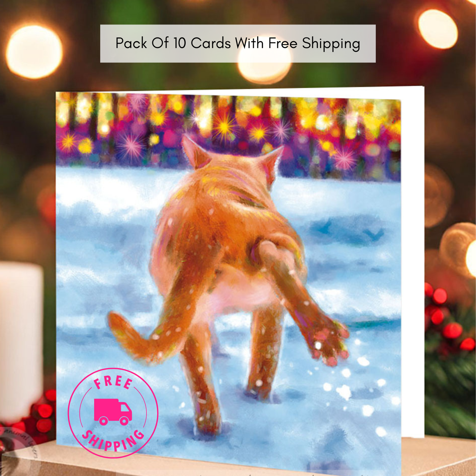 Pack Of 10 Baby It's Cold Outside Cat Christmas Cards