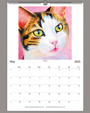 2025 Painted Cat Wall Art Calendar