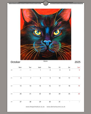 2025 Painted Cat Wall Art Calendar