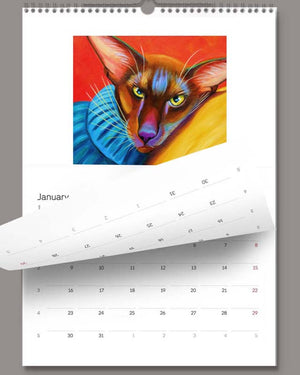 2025 Painted Cat Wall Art Calendar