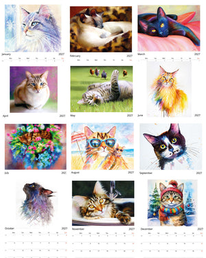 2027 Painted Cat Wall Calendar