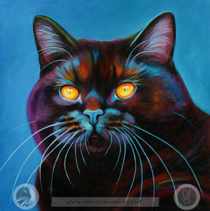 Bertie  - 16x16" Black Cat Painting