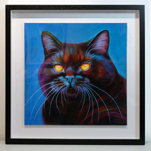 Bertie  - 16x16" Black Cat Painting