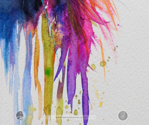 Merlin - Black Cat Watercolour Painting