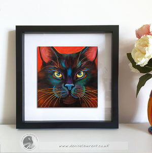 Blackie - 6x6" Black Cat Painting