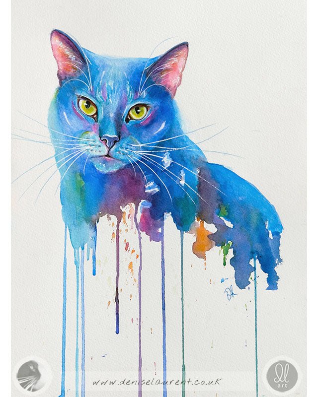 Bloo - 15x11" Cat Watercolour