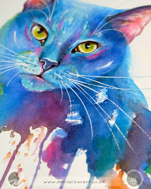 Bloo - 15x11" Cat Watercolour