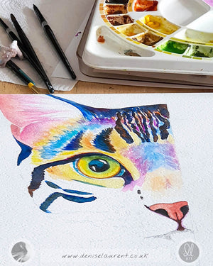 Blue Tabby - Watercolour Painting