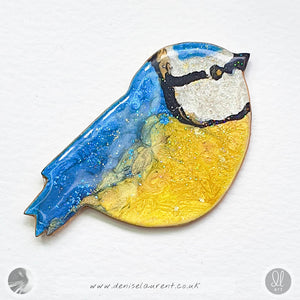 Blue Tit Bird Brooch No 1