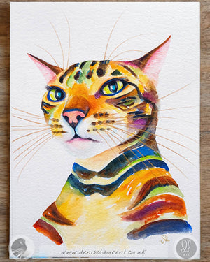 Booboo - Bengal cat Watercolour Painting