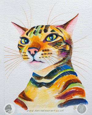 Booboo - Bengal cat Watercolour Painting