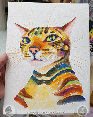 Booboo - Bengal cat Watercolour Painting