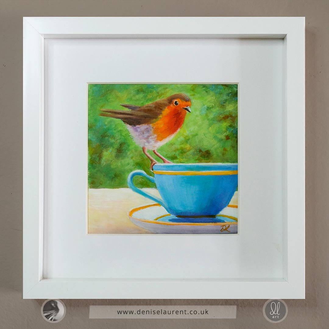 Breakfast Visitor - Robin 6x6" Painting
