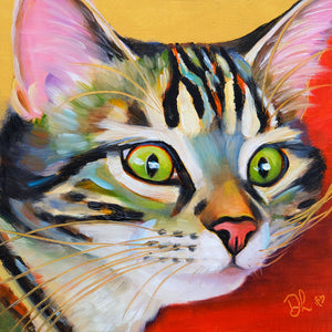 Cutie Pie - 6x6" Tabby Cat Painting