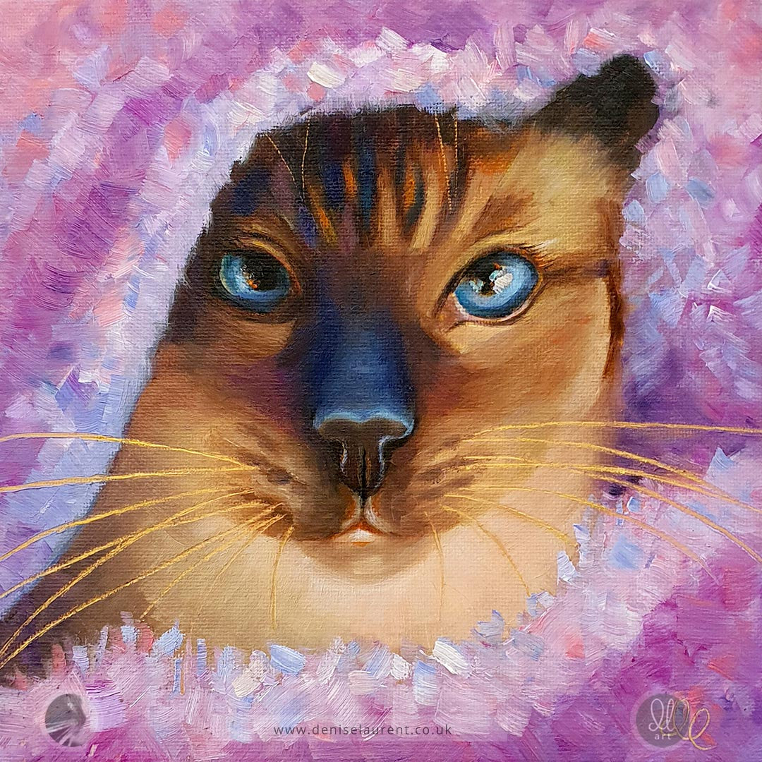 Under The Blanket - 8x8" Siamese Cat Painting