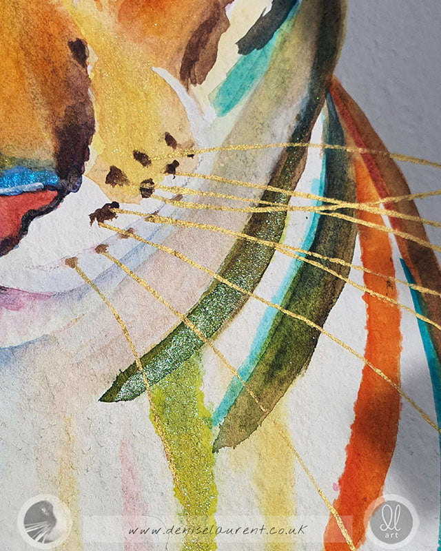 Green Eyes - 16x12" Oriental Cat Watercolour